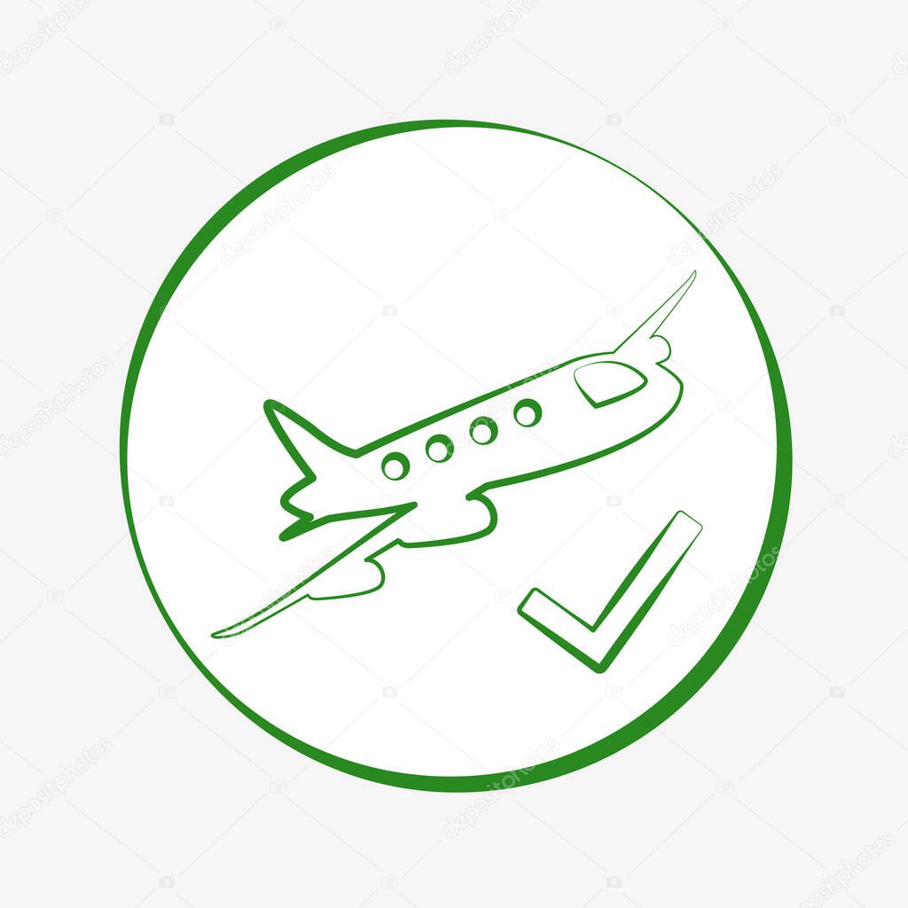 green airplane icon. Flight allowed illustration vector design