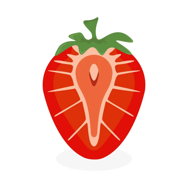 Cutaway Erdbeer-Symbol. Konzept für Obst und Bio-Lebensmittel — Stockvektor