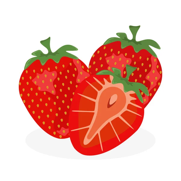 Erdbeer Set Symbol. Konzept für Obst und Bio-Lebensmittel — Stockvektor