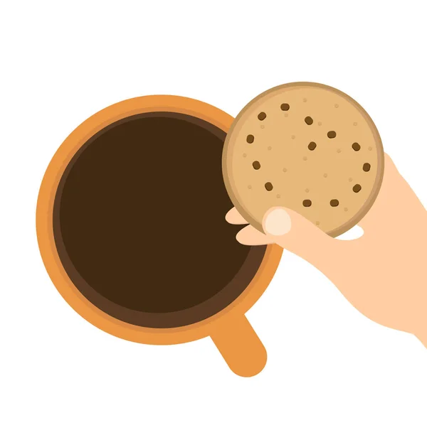 Tasse mit Kaffee und Keksen Icon-Design — Stockvektor