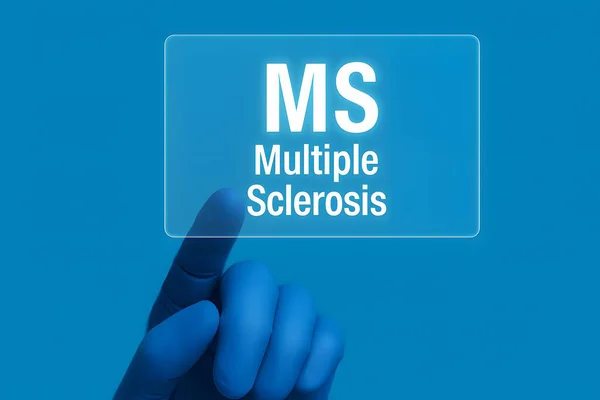 Eldivenli eller MS kısaltmasına ve tam vadeye işaret ediyor. Nörolojik rahatsızlığı ve modern sağlık teknolojisini simgeliyor..