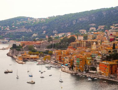 Panoramik French Riviera yakınındaki şehir, Villefranche-sur-Mer, Menton, Monaco (Monte Carlo), Cote d'Azur, French Riviera, Fransa