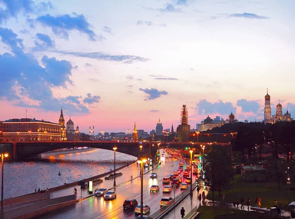 View Bridge Kremlin Moscow River Moscow City Panorama Sunset Moscow — Stock Photo, Image