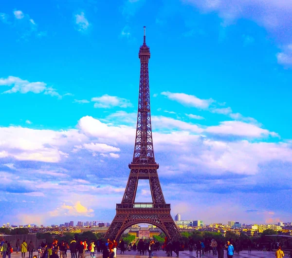 Paris France April 2017 Utsikt Effeltårnet Fra Trocadero Square Berømt – stockfoto