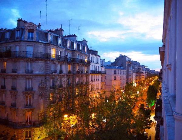 Paris Paysage Nocturne Élégantes Belles Maisons Font Complexe Architectural Rue — Photo