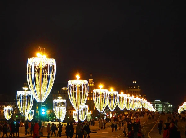 Moskau Russland Januar 2018 Weihnachtsdekoration Moskauer Beleuchtung Auf Der Moskvoretsky — Stockfoto