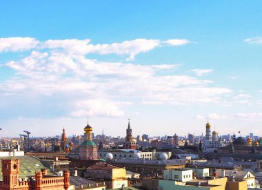 Panoramik Moskova şehir merkezi ve Kremlin, Rusya Federasyonu