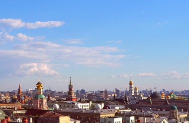 Panoramik Moskova şehir merkezi ve Kremlin, Rusya Federasyonu