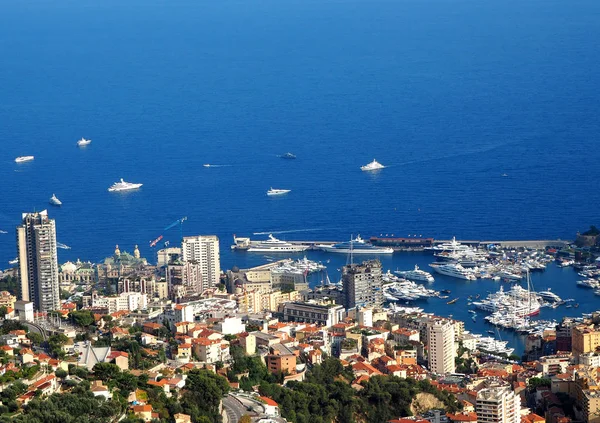 Vista Aérea Desde Pueblo Turbie Principado Mónaco Monte Carlo Puerto — Foto de Stock