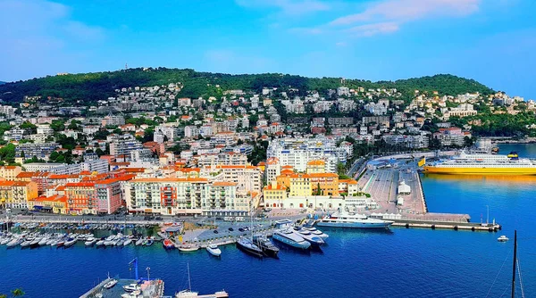 Blick Auf Den Hafen Hafen Vom Burgberg Französische Riviera Nice — Stockfoto