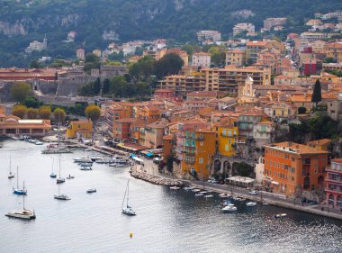 Panoramik French Riviera yakınındaki şehir, Villefranche-sur-Mer, Menton, Monaco (Monte Carlo), Cote d'Azur, French Riviera, Fransa