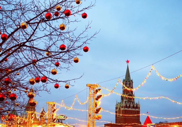 Russland Moskau Januar 2018 Weihnachten Moskau Russland Roter Platz Kreml — Stockfoto