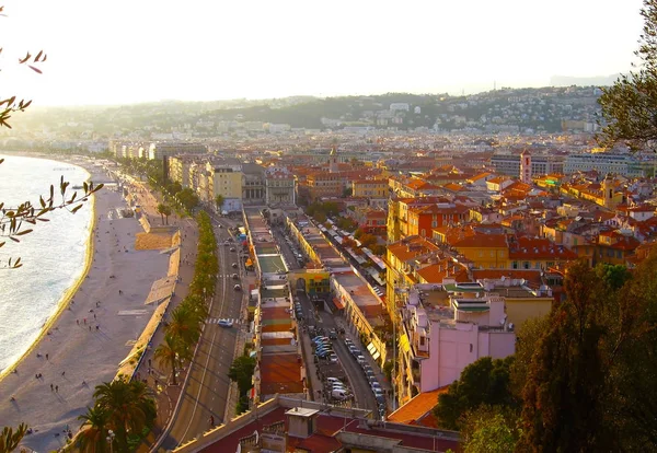 Vista Ciudad Niza Promenade Des Anglais Costa Azul Costa Azul — Foto de Stock