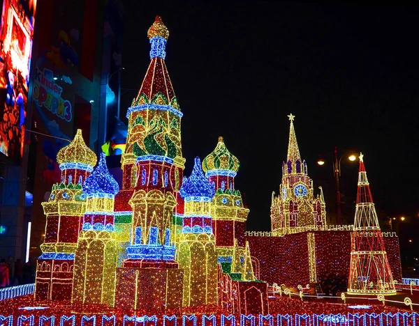 Moskau Russland Dezember 2017 Neujahrsdekorationen Form Von Kreml Und Basilikum Stockbild