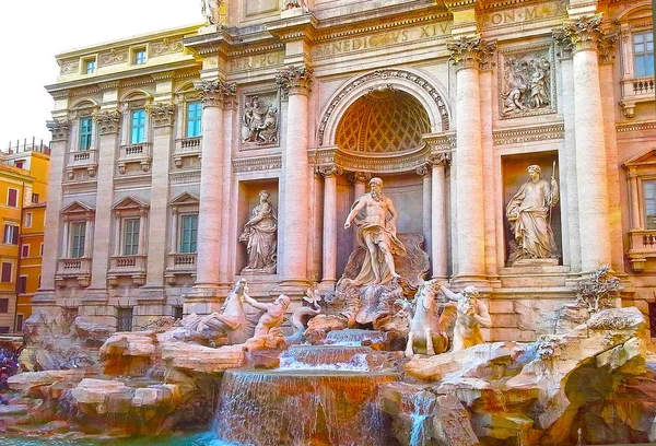 Відомий Фонтан Треві Римі Італія Європа — стокове фото