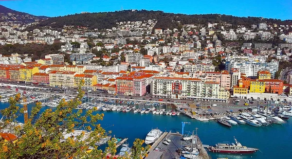 Blick Auf Den Hafen Hafen Vom Burgberg Französische Riviera Nice lizenzfreie Stockfotos