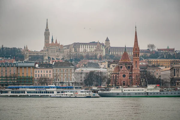 Budapesten Buda Látképe Felhős Időjárás — Stock Fotó