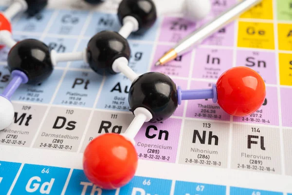 Periyodik tablo arka planında moleküller kimyasal.