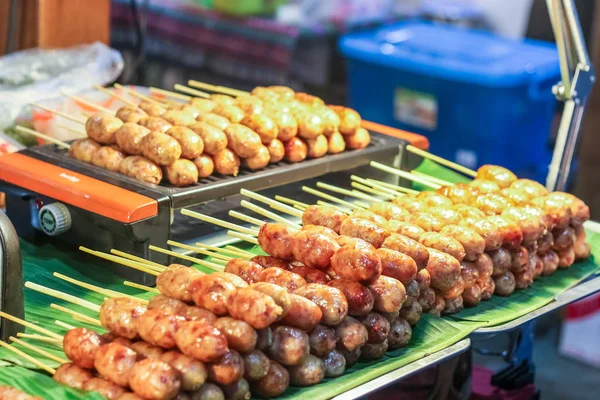 Thai Style Street Food Variety Grilled San Sausage — Stock Photo, Image