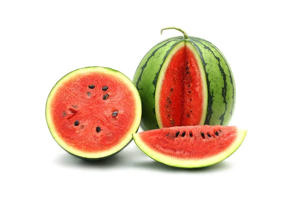 Vattenmelon Mogen Och Välsmakande Isolerad Vit Bakgrund — Stockfoto