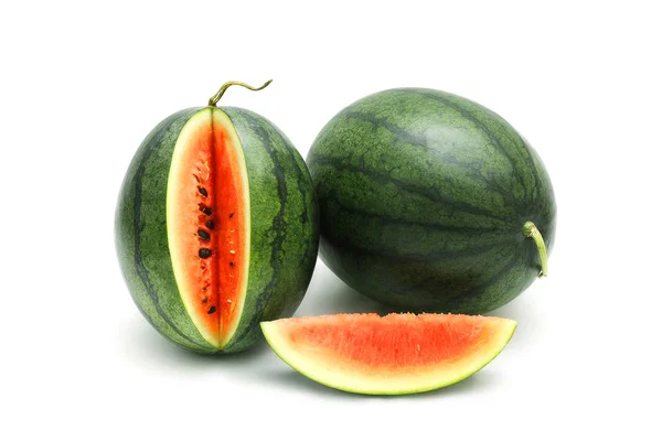 Vattenmelon Mogen Och Välsmakande Isolerad Vit Bakgrund — Stockfoto