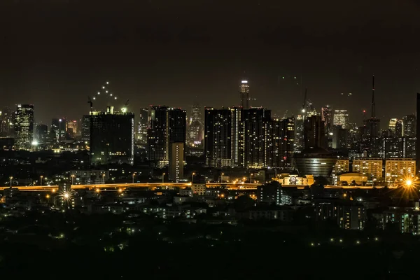 High Angle View City Scape Night — Stock Photo, Image