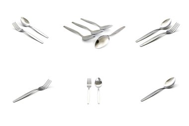 Çatal ve kaşık beyaz arka plan üzerinde izole kümesi