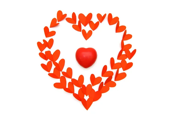 Sevgililer Günü Kavramı Arka Plan Olarak Kalp Şeklinde Kırmızı Kağıt — Stok fotoğraf