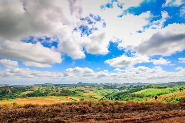 Beautful Green Field Mountain Blue Sky Khao Kor Thailand — Stock Photo, Image