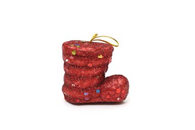 Beyaz arka planda izole Kırmızı Noel Baba çizme noel