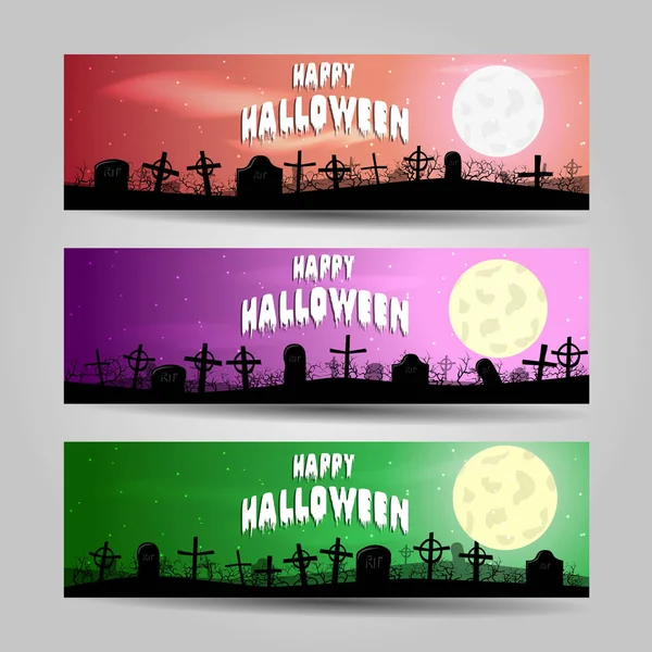 Три горизонтальных баннера Хэллоуина — стоковый вектор