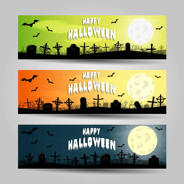 Три горизонтальных баннера Хэллоуина — стоковый вектор