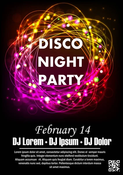 Disco night party vector poster template with shining background Royalty Free Stock Illustrations