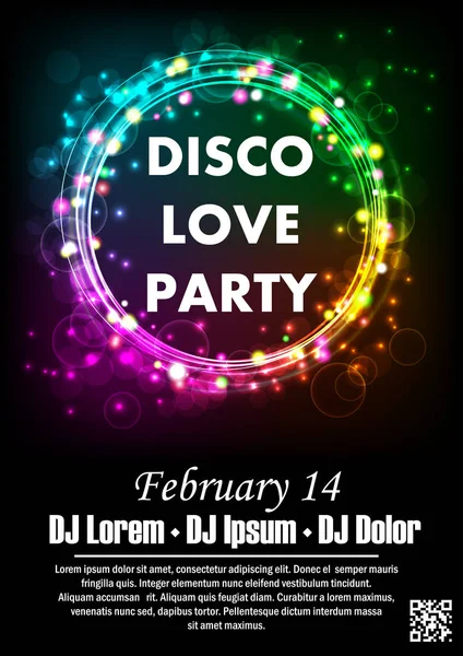 Disco night party vector poster template with shining background Stock Vector