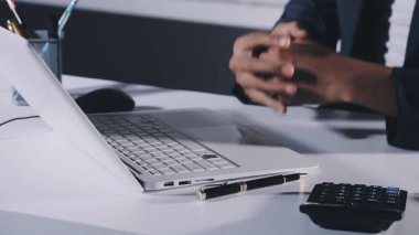 businessman using modern laptop at office