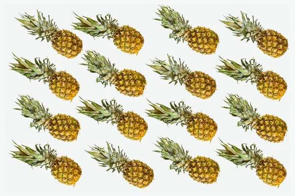 Isolated Pineapples Pattern White Background Summer Concept Fresh Ripe Whole — Stock Photo, Image