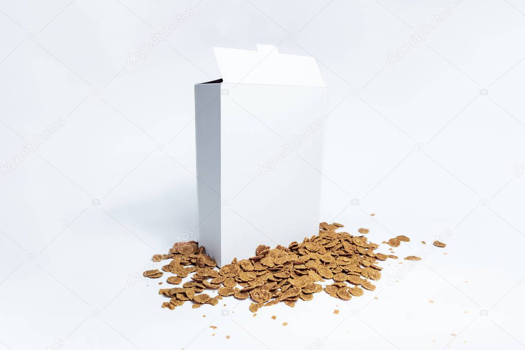White generic cereal box, studio shot
