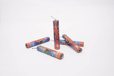 Lakshmi Firecracker indian festival diwali celebration on white background