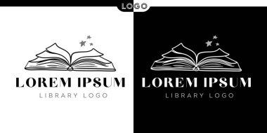 Modern Öğrenim, Eğitim ve Bilgi Merkezi Markalaşması için Yaratıcı Kütüphane Logosu Vektör Tasarım İllüstrasyonu