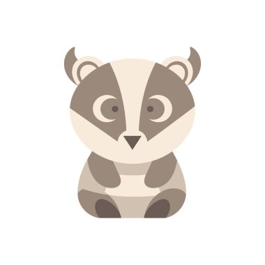 Çocuk kitapları ya da eğitici materyaller için mükemmel şirin ve stilize bir porsuk çizimi. Porsuk, yumuşak renklerle basit, geometrik bir şekilde resmedilir..