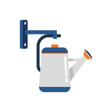 Bahçecilik veya ev dekorasyonu teması için uygun, duvara monte edilmiş bir paranteze iliştirilmiş bir sulama kutusunun stilize bir illüstrasyonu.