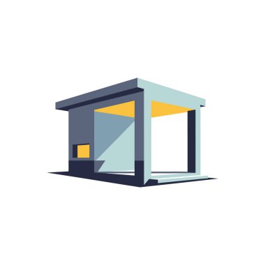 Modern bir bina yapısının basit mimari tasarımı, temiz çizgiler ve minimalist tasarım sergileniyor.