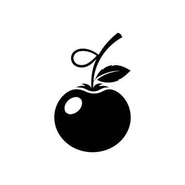 Beyaz arkaplanda tek bir kirazlı, siyah siluetin basit bir çizimi.
