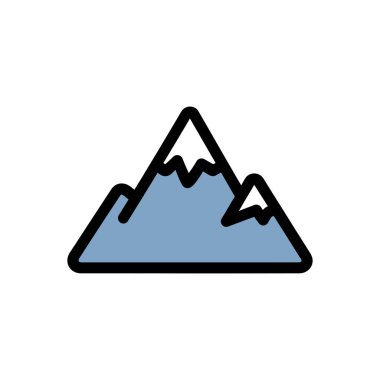 Kar kaplı tepeleri olan bir dağ siluetini tasvir eden stilize edilmiş bir ikon, seyahat veya doğa temalı tasarımlar için mükemmel..