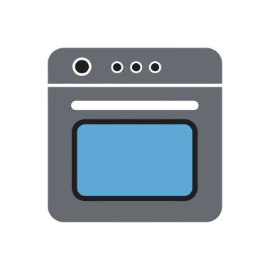 Basit bir düz dizayn ikonu, mutfaklarda bulunan modern bir fırın aletini temsil ediyor..