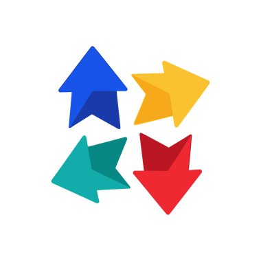 Mavi, sarı, mavi ve kırmızı dört ok sırasıyla yukarı, sağ, sol ve aşağı..