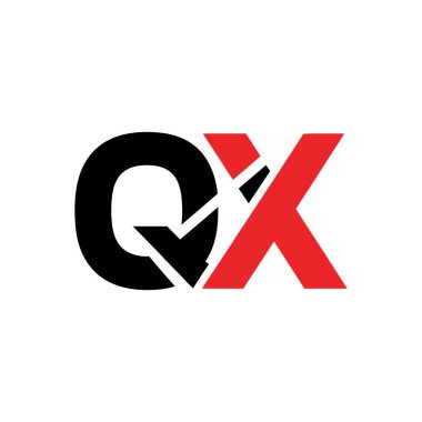 Q ve X harflerini içeren modern ve soyut bir logo tasarımı, çeşitli işletmeler ve markalar için uygun..