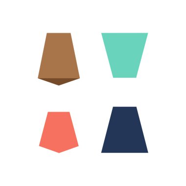 2x2 ızgarada sıralanmış dört farklı renkte trapezoid şekil