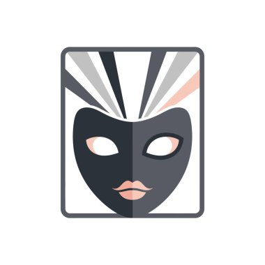 Parlak, sanatsal ve zarif tasarımı olan siyah bir maske.