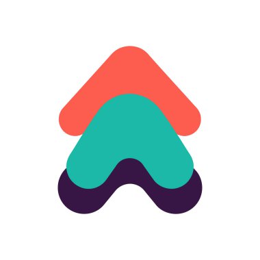 Çeşitli işletmeler için uygun, canlı renklerde katmanlı şekilli soyut logo tasarımı